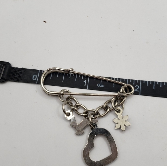 Silver Charm Safety Pin Brooch - Picture 6 of 10